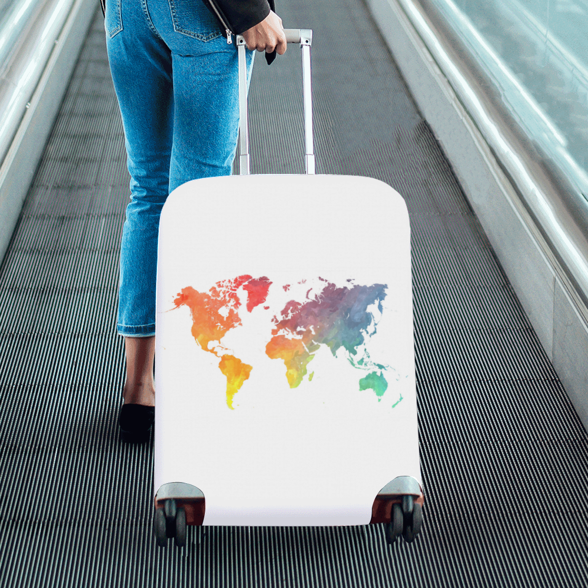 World Print Map Pattern Luggage Cover Protector