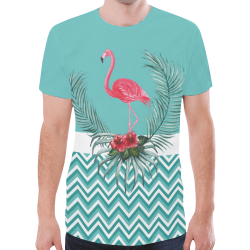 Retro Flamingo Chevron New All Over Print T-shirt for Men (Model T45)