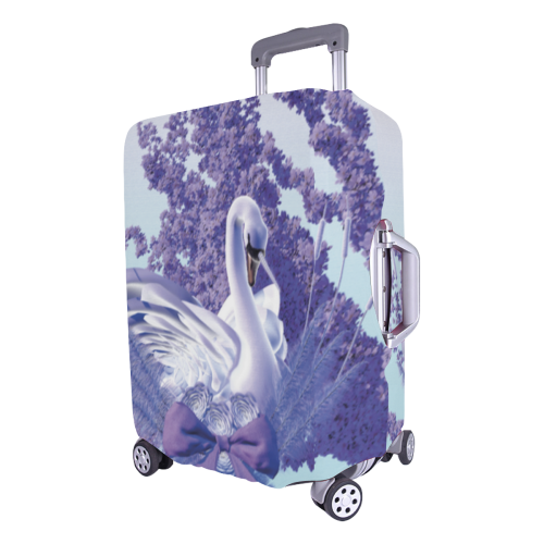 white mystic swan with unicorn horn and purple cherry blossoms Luggage Cover/Large 26"-28"