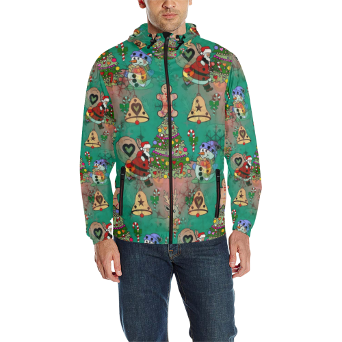 Christmas by Nico Bielow All Over Print Quilted Windbreaker for Men (Model H35)