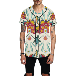 Awesome Batik Floral All Over Print Baseball Jersey for Men (Model T50)