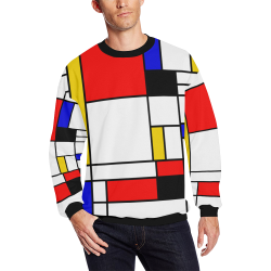 Bauhouse Composition Mondrian Style All Over Print Crewneck Sweatshirt for Men/Large (Model H18)