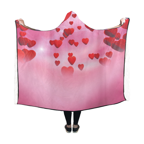lovely romantic sky heart pattern for valentines day, mothers day, birthday, marriage Hooded Blanket 60''x50''