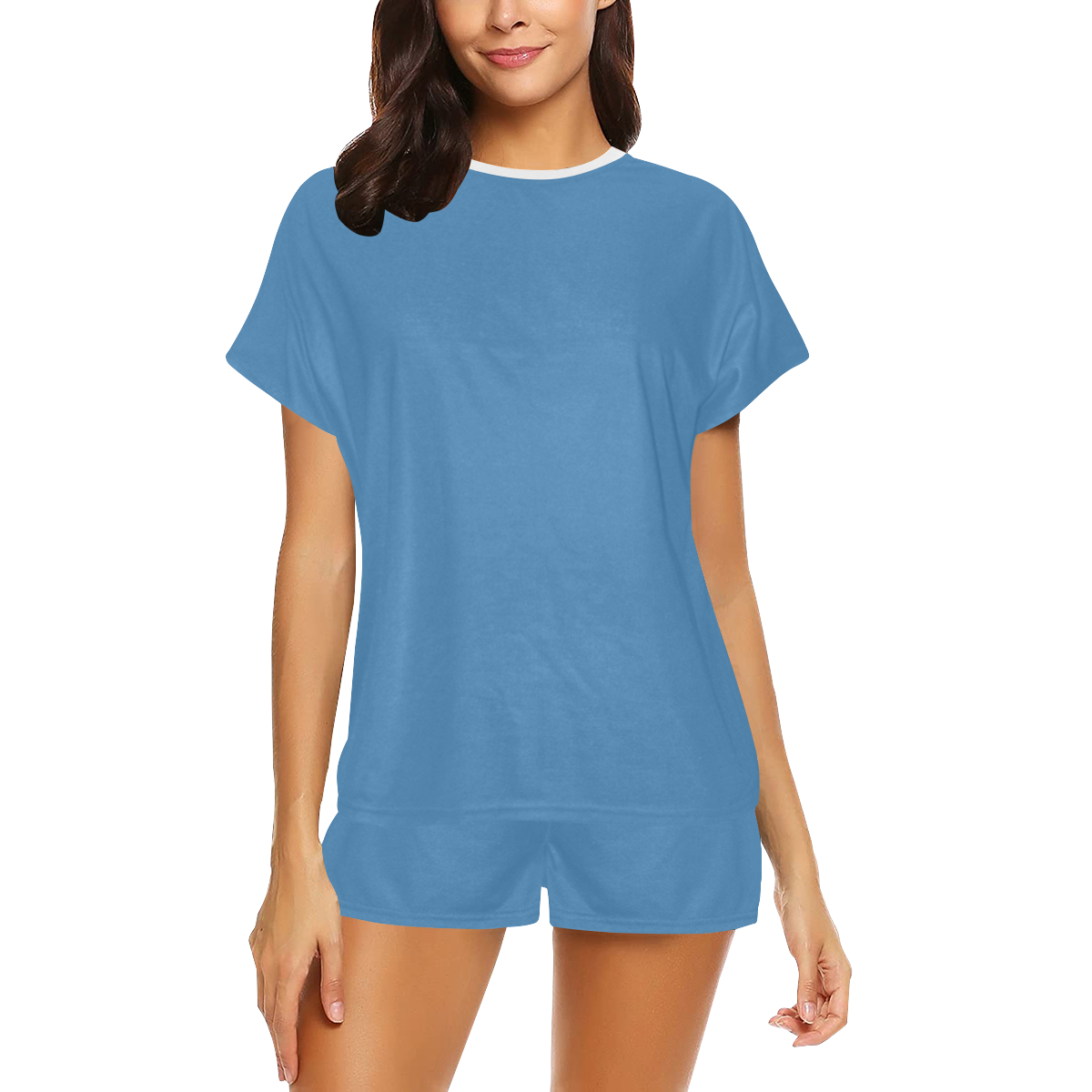 color steel blue Women's Short Pajama Set ID D5030227