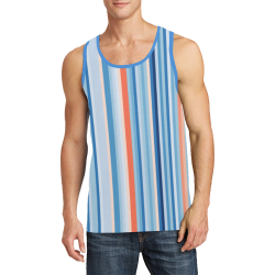 Blue and coral stripe 1 Men's All Over Print Tank Top (Model T57)