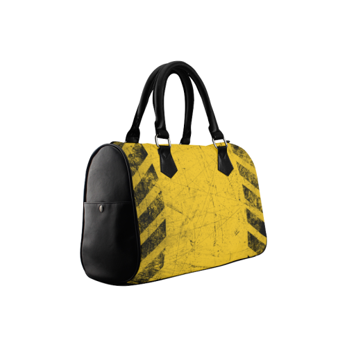 yellow and black warning stripes used look Boston Handbag (Model 1621)