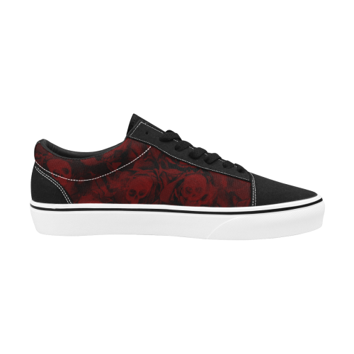 hauted skulls red Men's Low Top Skateboarding Shoes (Model E001-2)
