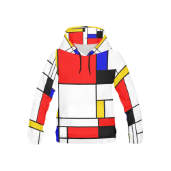 Bauhouse Composition Mondrian Style All Over Print Hoodie for Kid (USA Size) (Model H13)