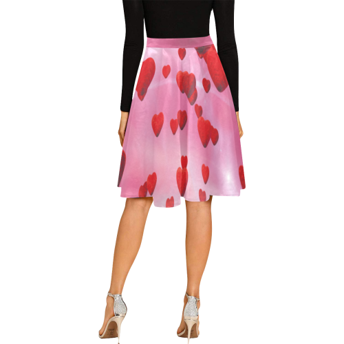 lovely romantic sky heart pattern for valentines day, mothers day, birthday, marriage Melete Pleated Midi Skirt (Model D15)