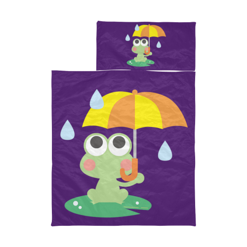 Cute Frog With Umbrella Purple Kids' Sleeping Bag