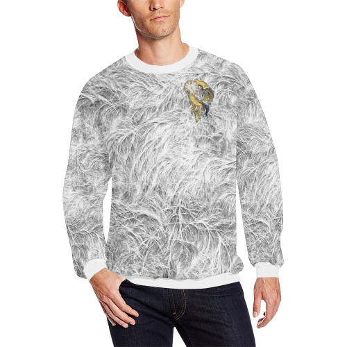 Steampunk initials C on Texture Men's Oversized Fleece Crew Sweatshirt/Large Size(Model H18)
