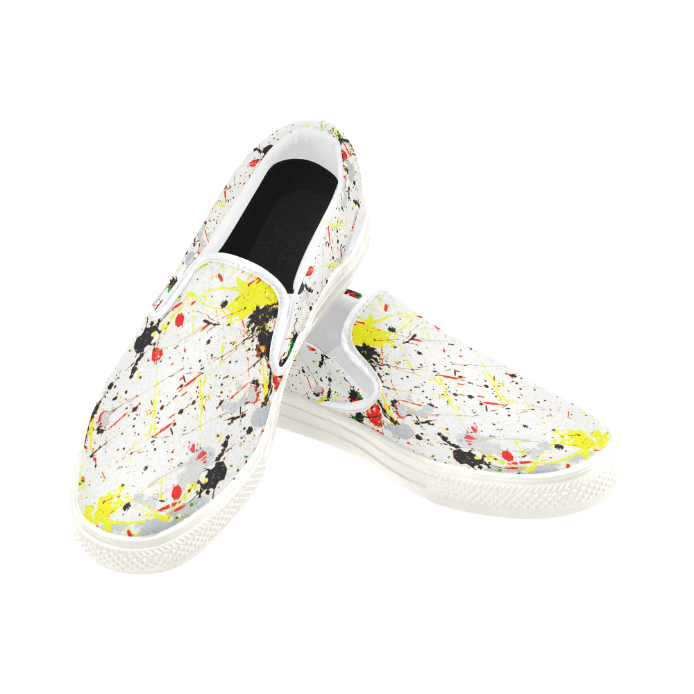 Pink Plaid Men's Slip-On Canvas Shoe (Black Sole)