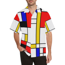 Bauhouse Composition Mondrian Style Hawaiian Shirt (Model T58)