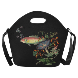 Fish With Flowers Surreal Neoprene Lunch Bag/Large (Model 1669)