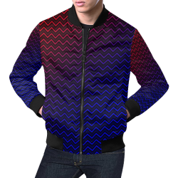 Chevron Black Red and Blue All Over Print Bomber Jacket for Men/Large Size (Model H19)