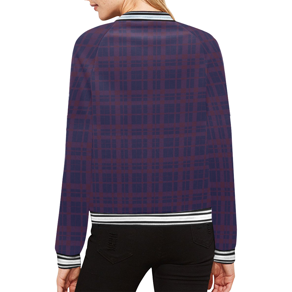 Purple Plaid Women's Bomber Jacket