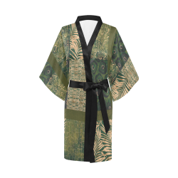 Green  Python Jungle Patchwork Kimono Robe