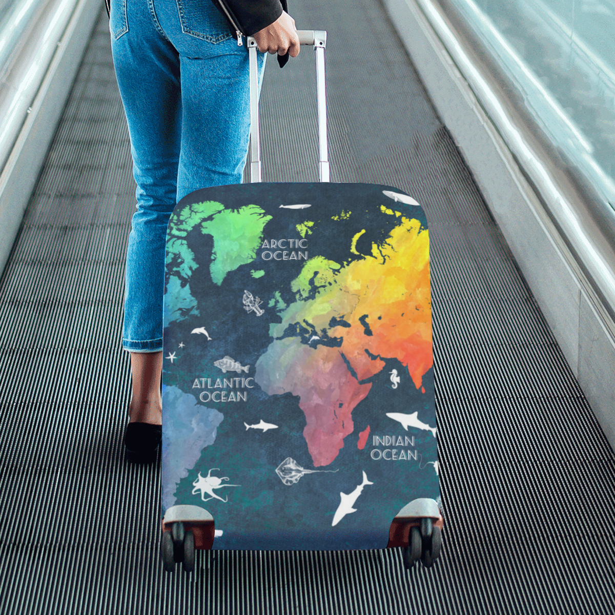 world map #map #worldmap Luggage Cover/Medium 22