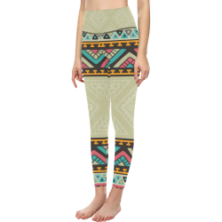 Beautiful Ethnic Tiki Design Women's All Over Print High-Waisted Leggings (Model L36)