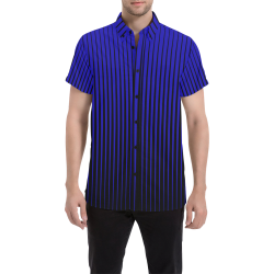 Tapered Black Stripes on Blue Men's All Over Print Short Sleeve Shirt (Model T53)