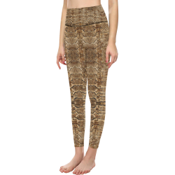 Glamour Golden Python Women's All Over Print High-Waisted Leggings (Model L36)