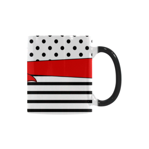 Polka Dots Stripes black white Comic Ribbon red Custom Morphing Mug (11oz)