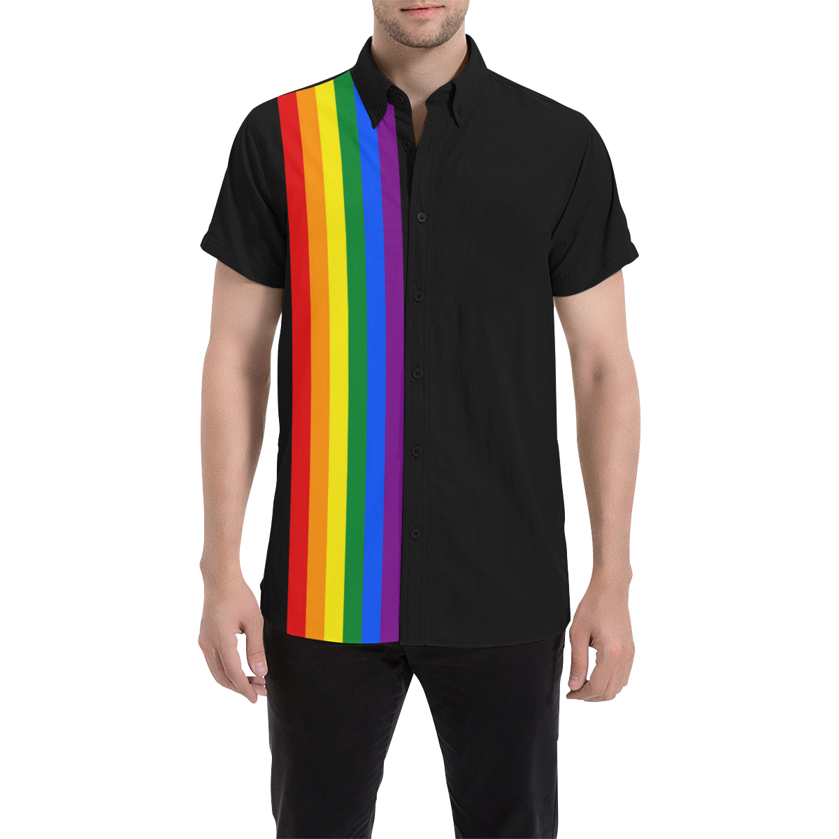 Gay Pride Rainbow Flag Stripes Men's All Over Print Short Sleeve Shirt ...