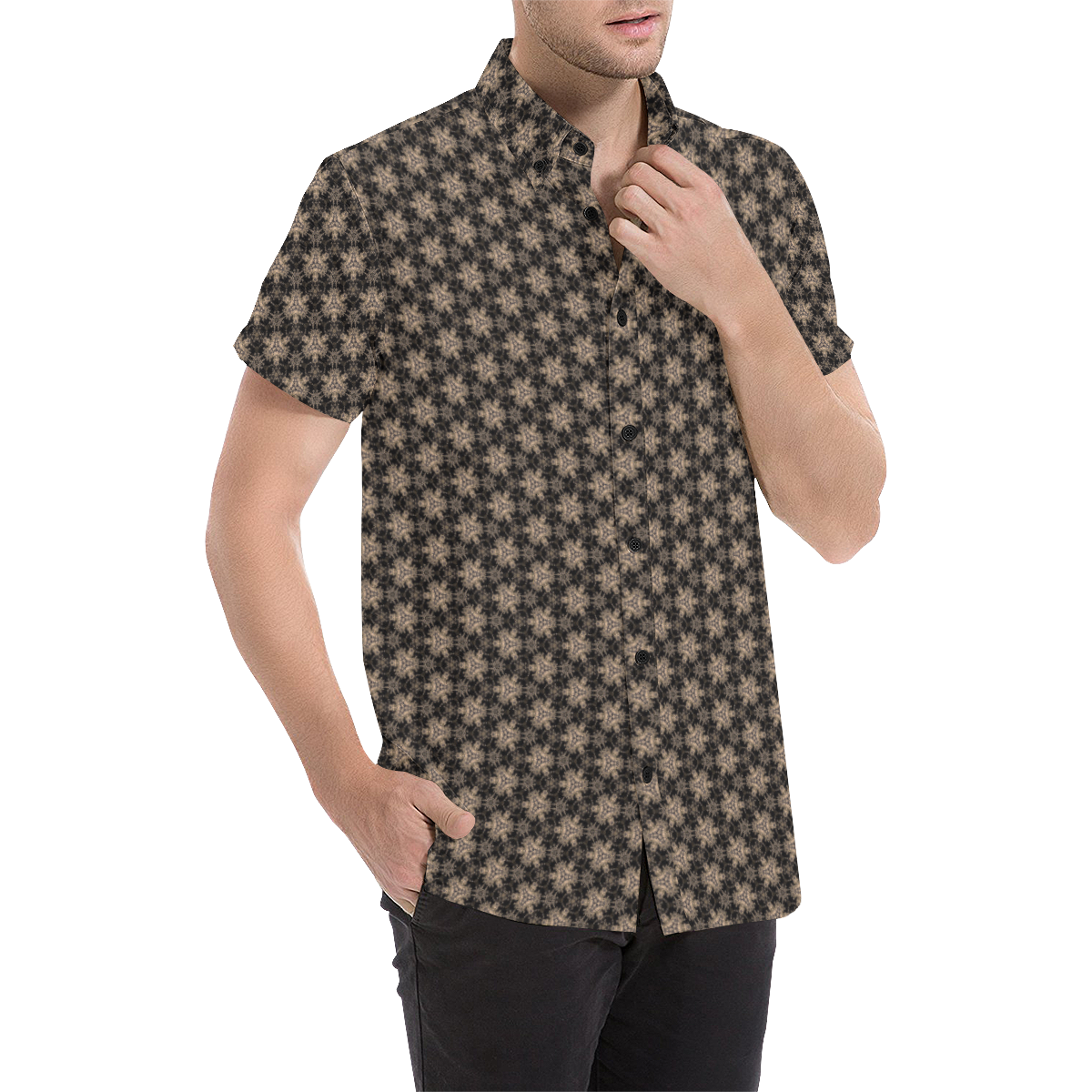 Short Sleeve Tee With All Over Pattern Men