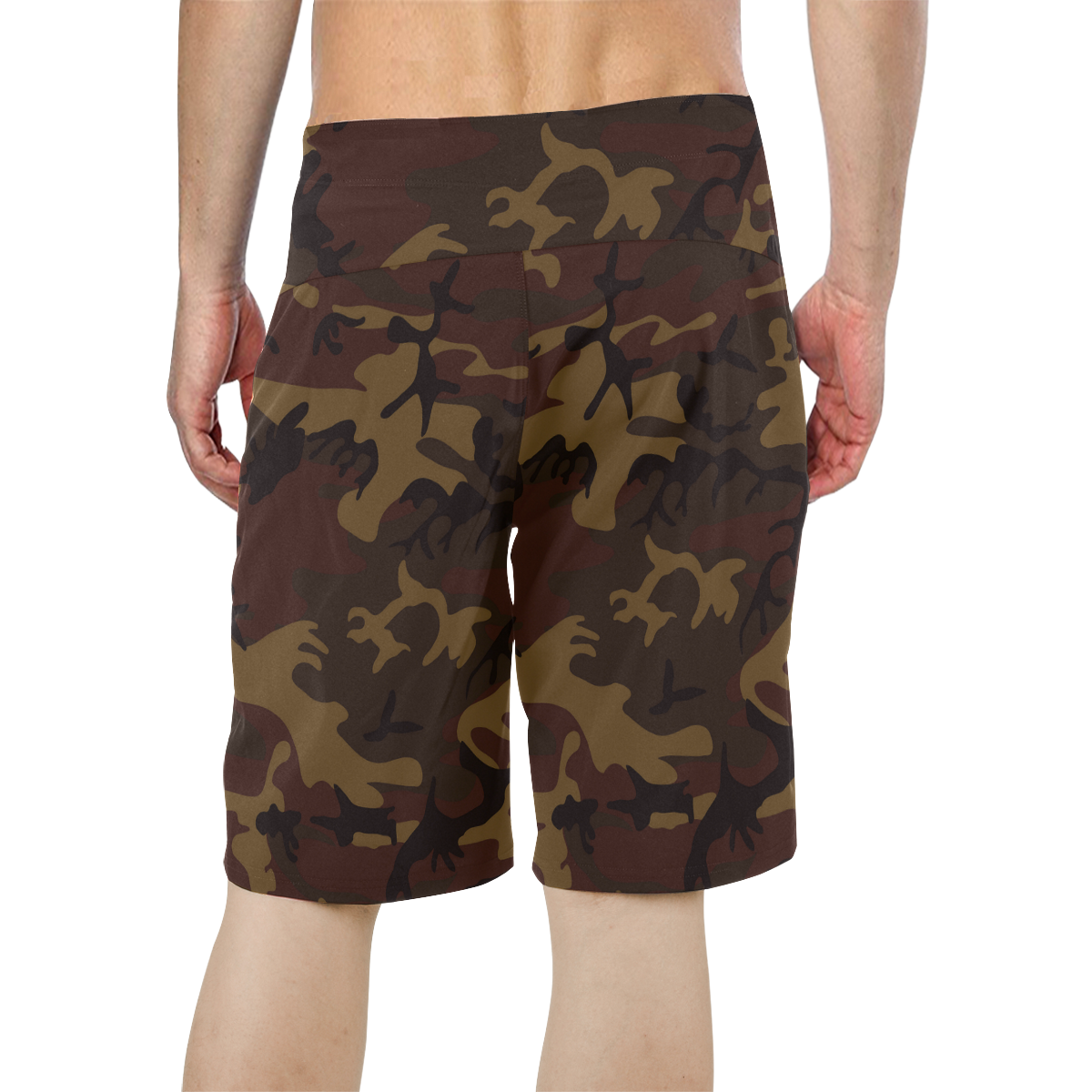 Camo Dark Brown Men's All Over Print Board Shorts (Model L16) | ID ...