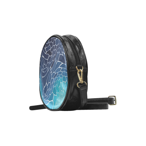 blue mosaic wave Round Sling Bag (Model 1647)