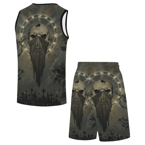 The creepy skull with spider All Over Print Basketball Uniform
