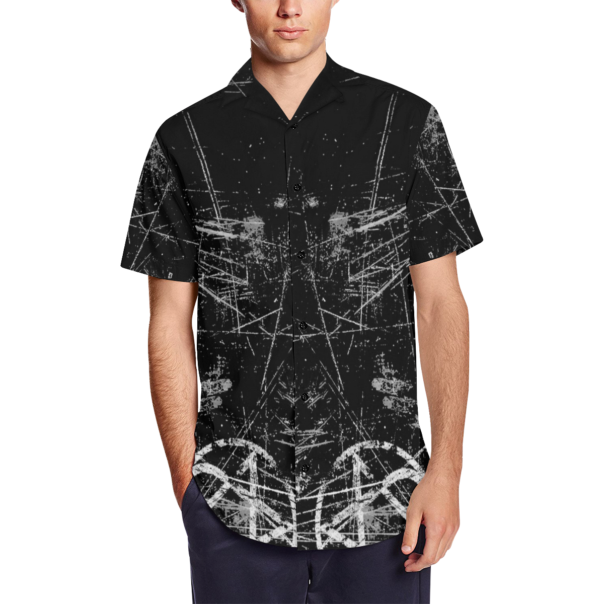 Gothic Emo - Gothic Underground Satin Dress Shirt Men's Short Sleeve ...