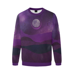 Purple Moon Night Men's Oversized Fleece Crew Sweatshirt (Model H18)
