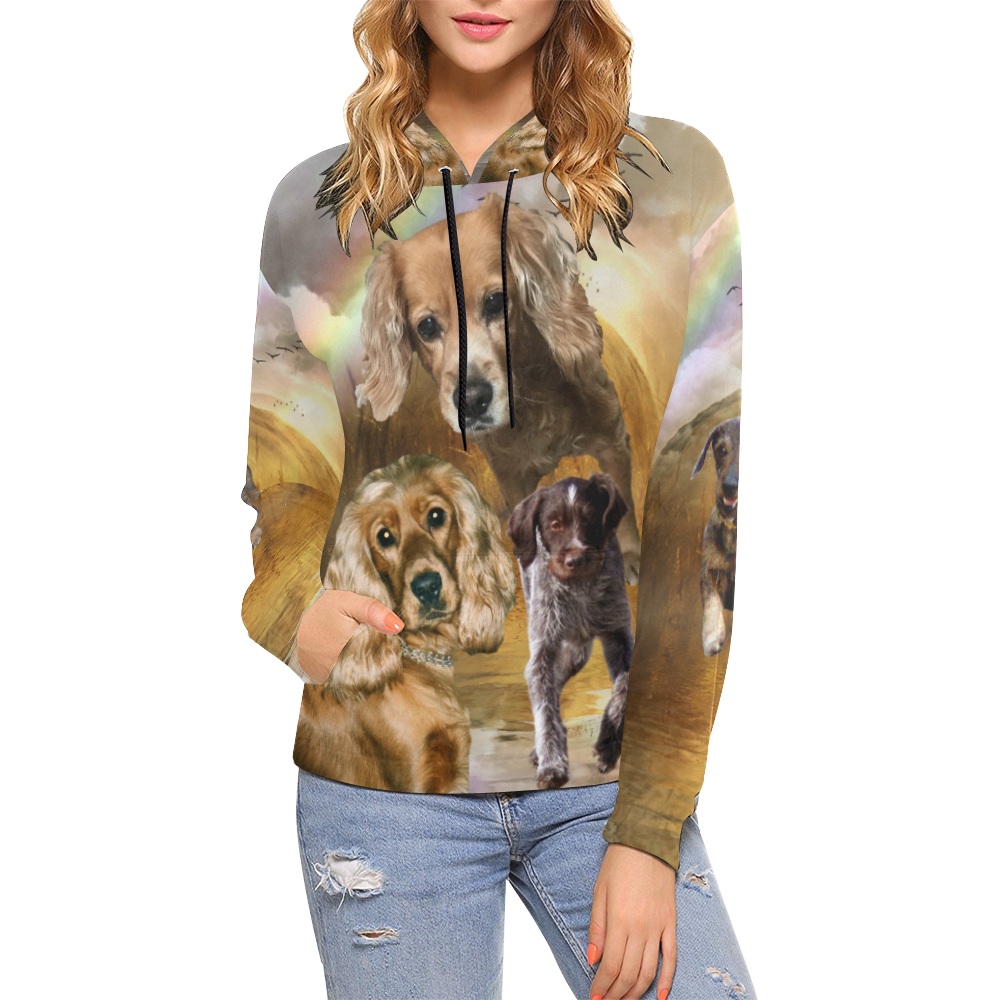 Lovely Dogs All Over Print Hoodie for Women (USA Size) (Model H13) | ID ...