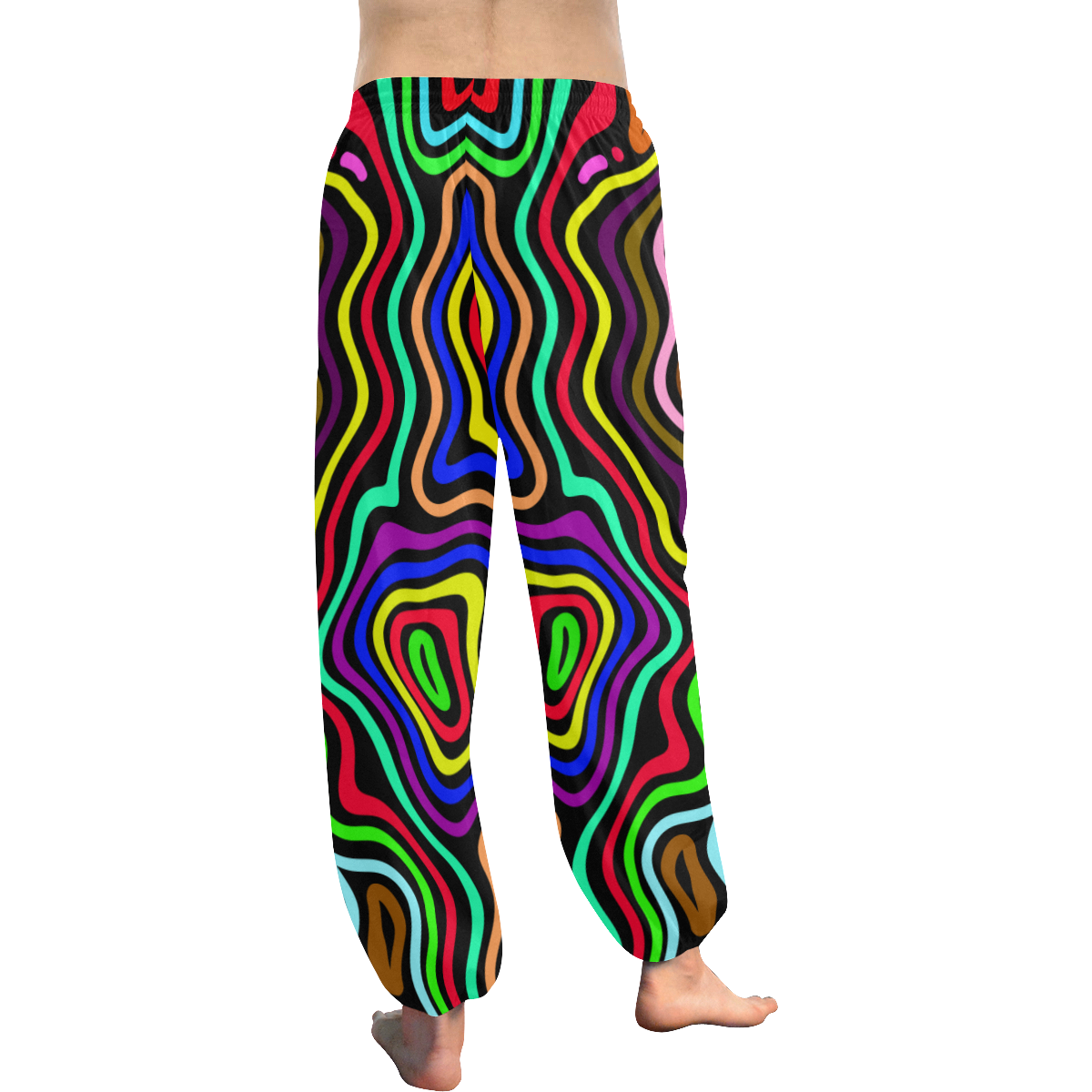 Multicolored Wavy Line Pattern Women's All Over Print Harem Pants ...