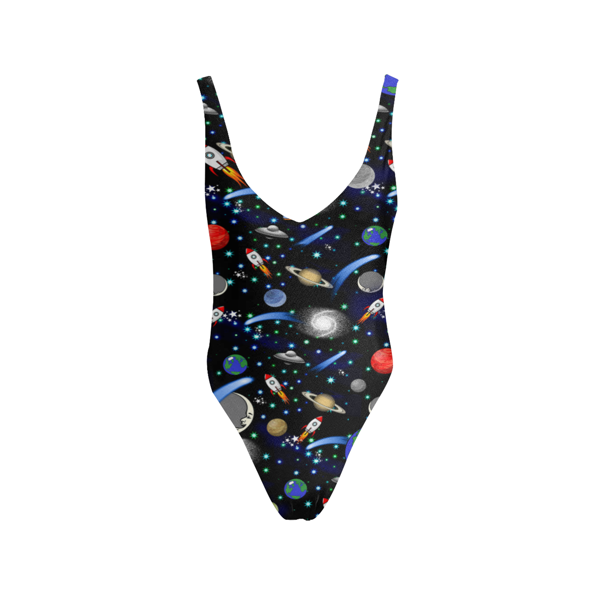 Blue And Pink Galaxy Space One Piece Swimsuite