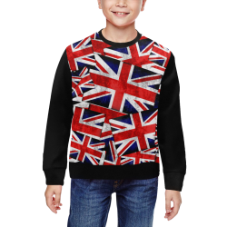 Union Jack British UK Flag  (Vest Style)  Black All Over Print Crewneck Sweatshirt for Kids (Model H29)