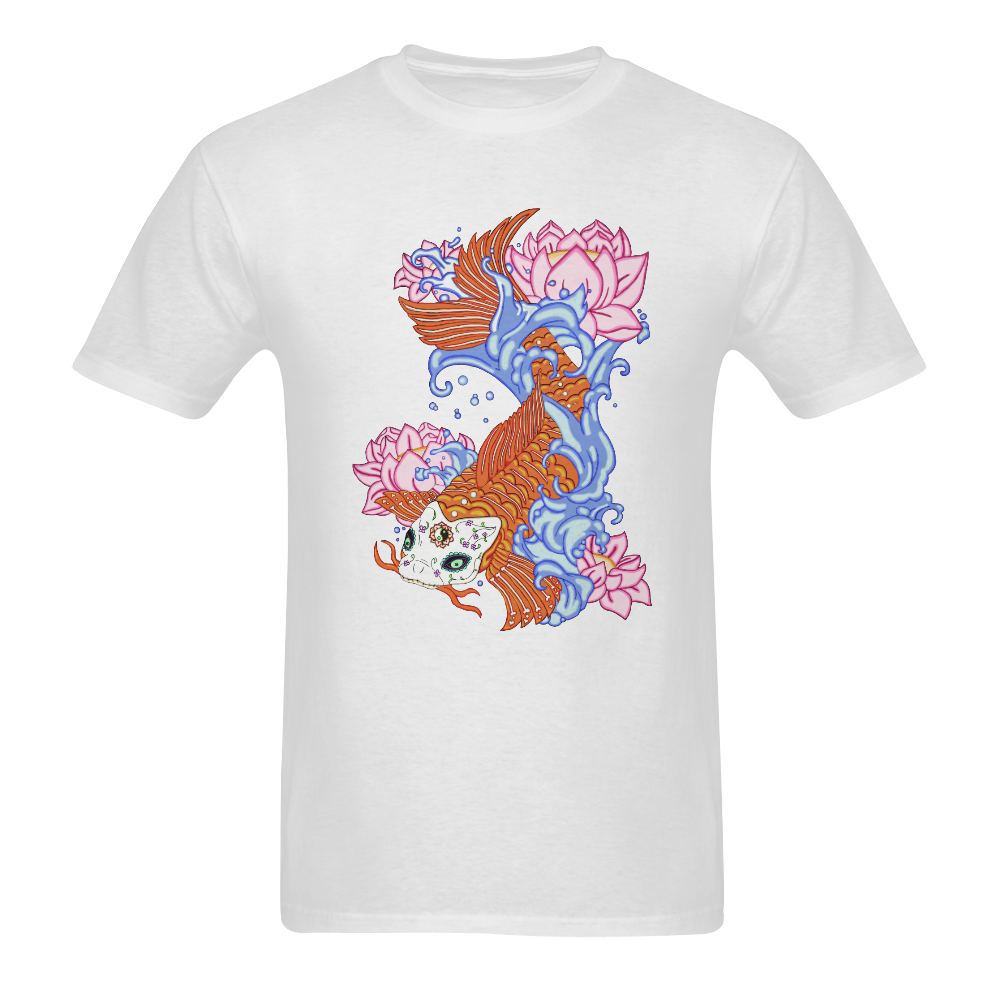 Sugar Skull Koi Fish White Men's T-shirt in USA Size (Front Printing ...