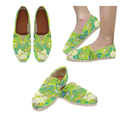 floral 1 abstract in green Women's Classic Canvas Slip-On (Model 1206)