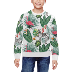 Awesome Flamingo And Zebra All Over Print Crewneck Sweatshirt for Kids (Model H29)