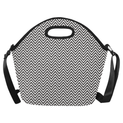 Black & White Chevron Neoprene Lunch Bag/Large (Model 1669)