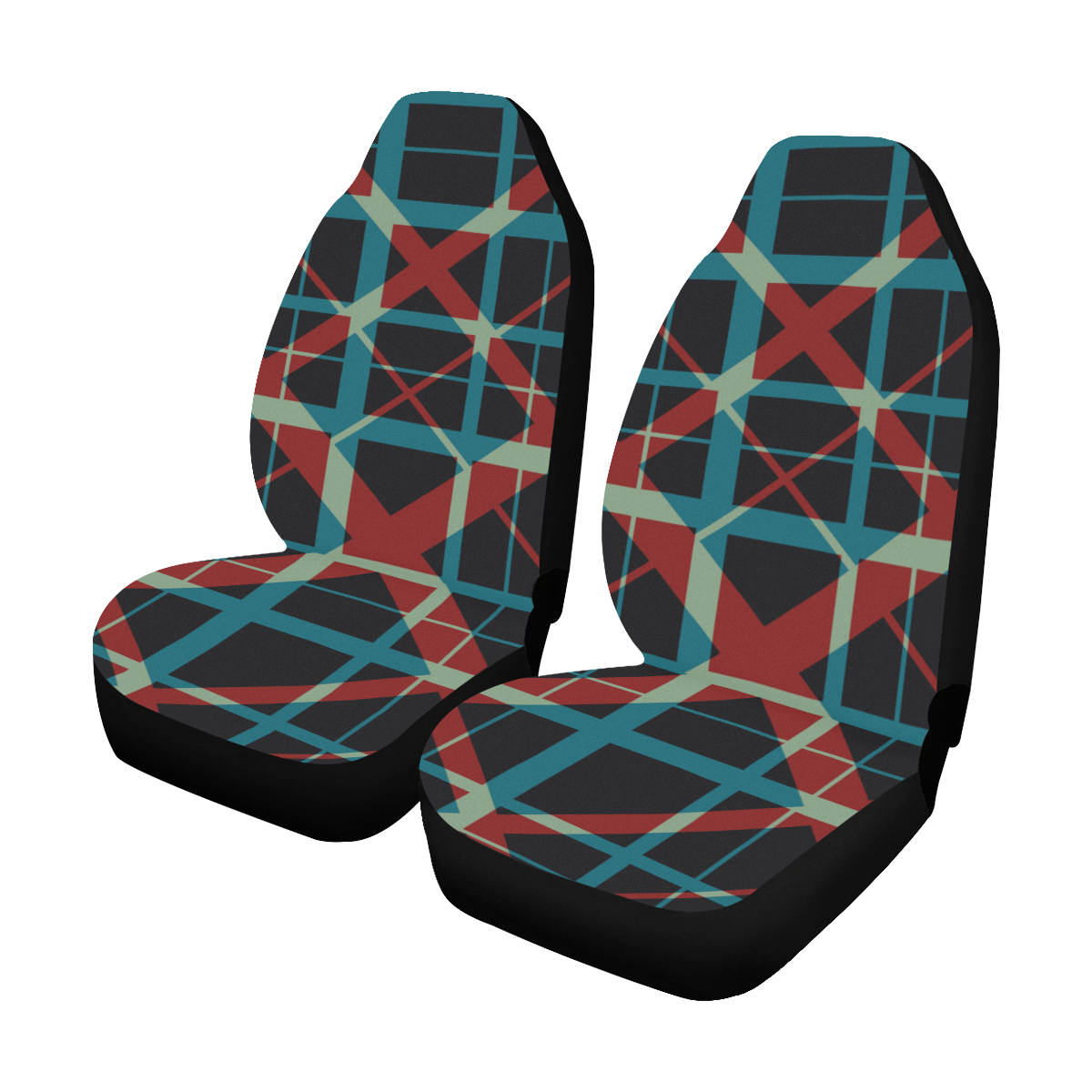 Classic style plaid pattern design Car Seat Covers (Set of 2) ID