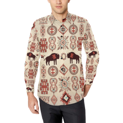 American Native Buffalo Men's All Over Print Casual Dress Shirt (Model T61)