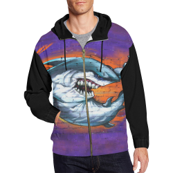Graffiti Shark (Vest Style) All Over Print Full Zip Hoodie for Men (Model H14)