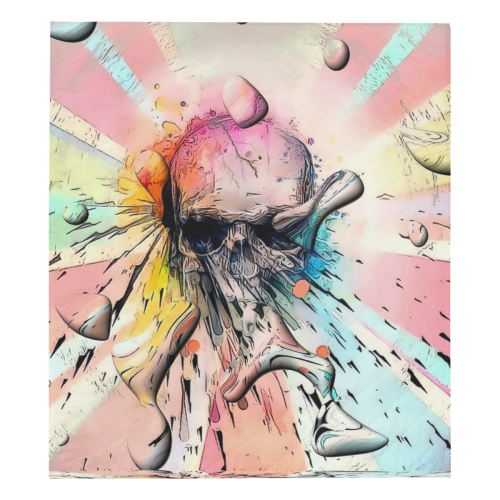 Rainbow Skull by Nico Bielow Quilt 70"x80"