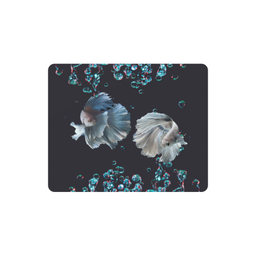 Blue Siamese Fighting Fish - Water Bubbles Photo Rectangle Mousepad