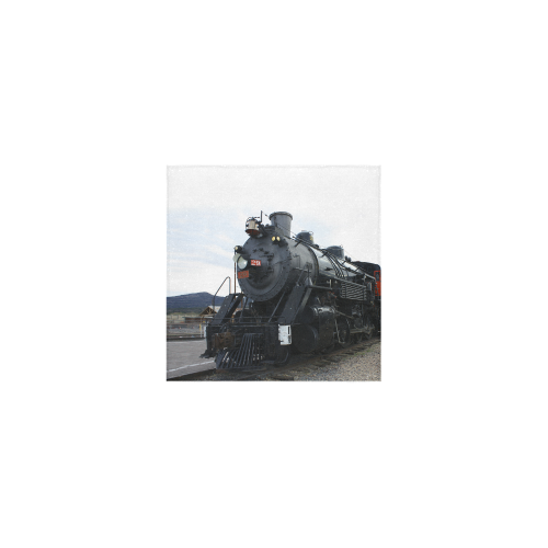 Railroad Vintage Steam Engine on Train Tracks Square Towel 13“x13”