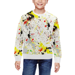 Yellow & Black Paint Splatter All Over Print Crewneck Sweatshirt for Kids (Model H29)