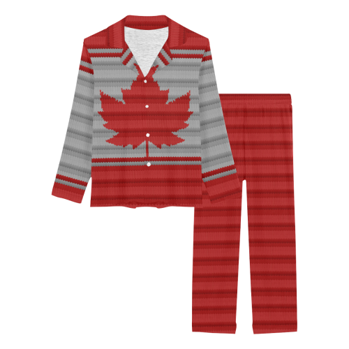 Canada Knit Print Sleepwear / Loungewear Women's Long Pajama Set