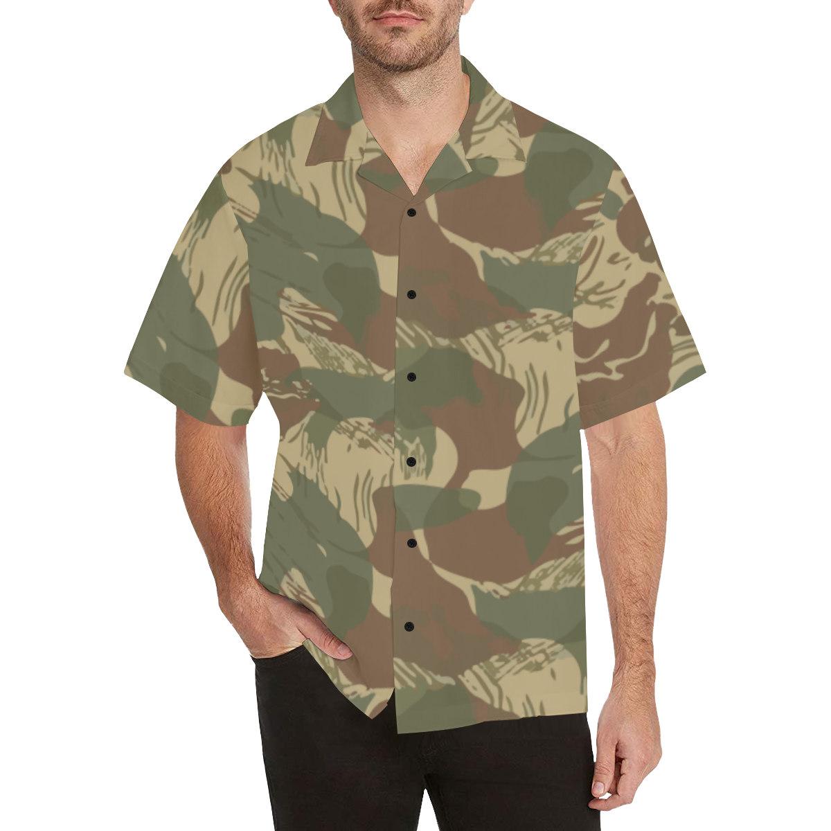rhodesian brushstroke camouflage Hawaiian Shirt (Model T58) | ID: D3692616